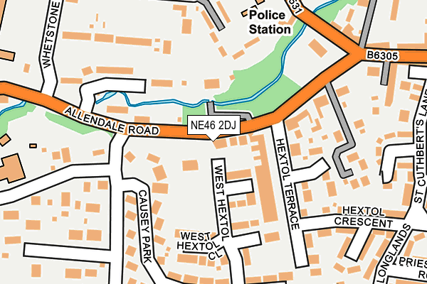 NE46 2DJ map - OS OpenMap – Local (Ordnance Survey)