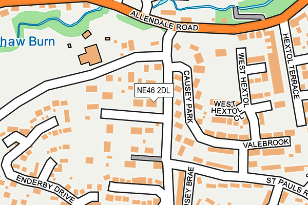 NE46 2DL map - OS OpenMap – Local (Ordnance Survey)