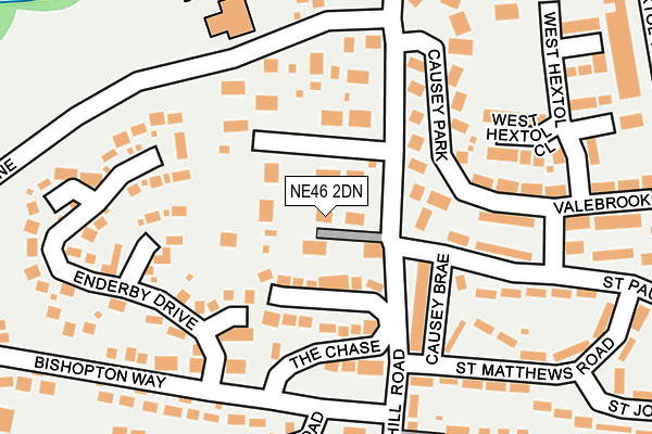 NE46 2DN map - OS OpenMap – Local (Ordnance Survey)