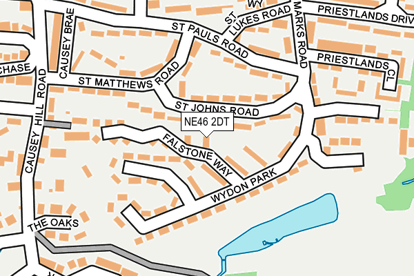 NE46 2DT map - OS OpenMap – Local (Ordnance Survey)