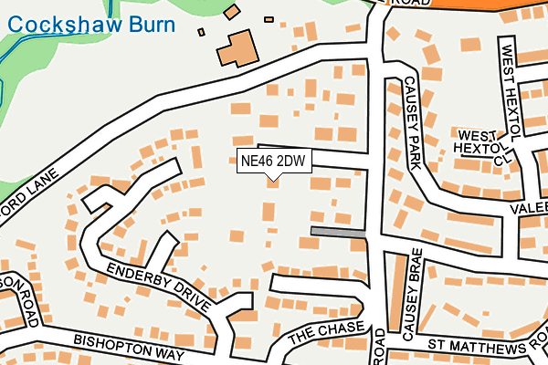 NE46 2DW map - OS OpenMap – Local (Ordnance Survey)