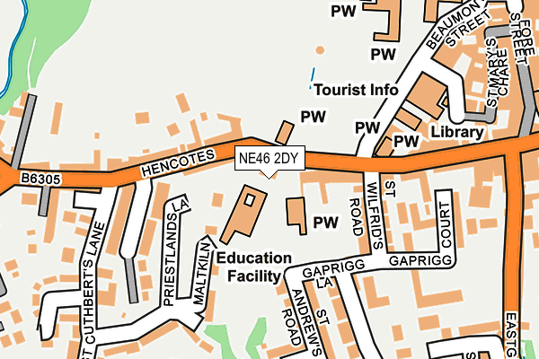 NE46 2DY map - OS OpenMap – Local (Ordnance Survey)