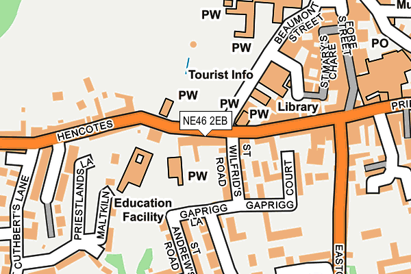 NE46 2EB map - OS OpenMap – Local (Ordnance Survey)