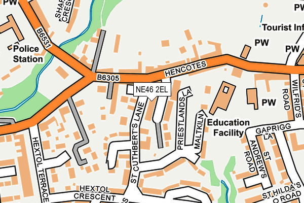 NE46 2EL map - OS OpenMap – Local (Ordnance Survey)