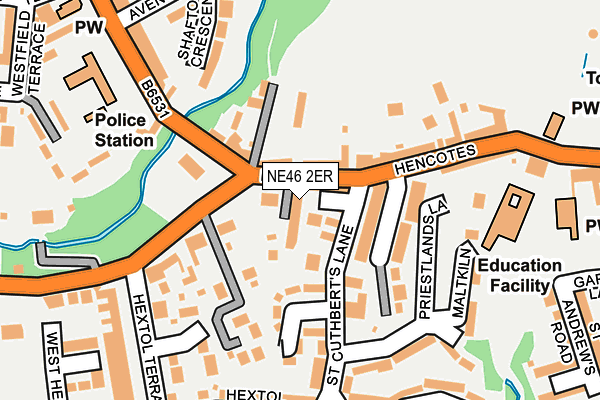NE46 2ER map - OS OpenMap – Local (Ordnance Survey)