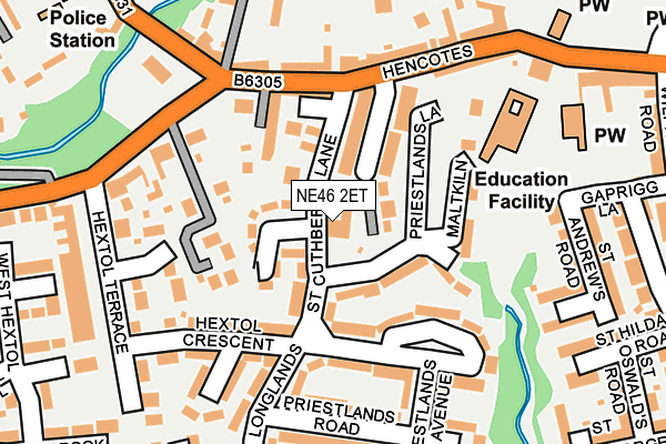 NE46 2ET map - OS OpenMap – Local (Ordnance Survey)