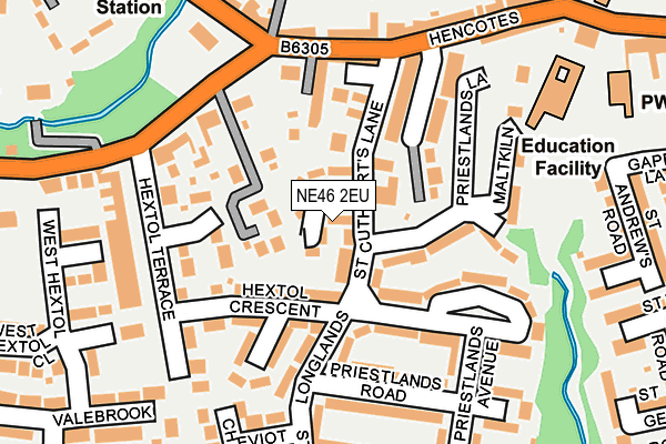 NE46 2EU map - OS OpenMap – Local (Ordnance Survey)