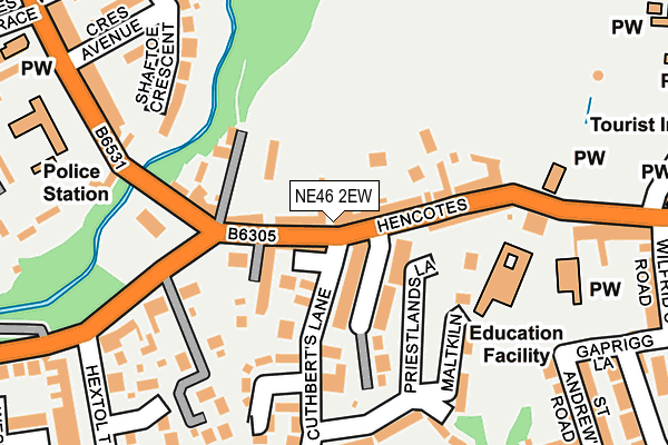 NE46 2EW map - OS OpenMap – Local (Ordnance Survey)