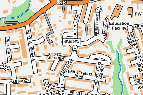 NE46 2EX map - OS OpenMap – Local (Ordnance Survey)