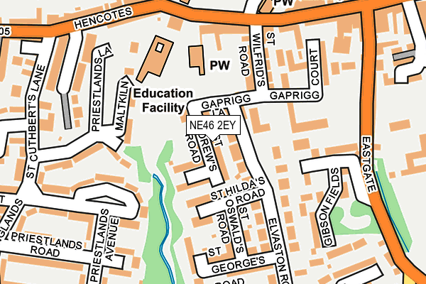 NE46 2EY map - OS OpenMap – Local (Ordnance Survey)