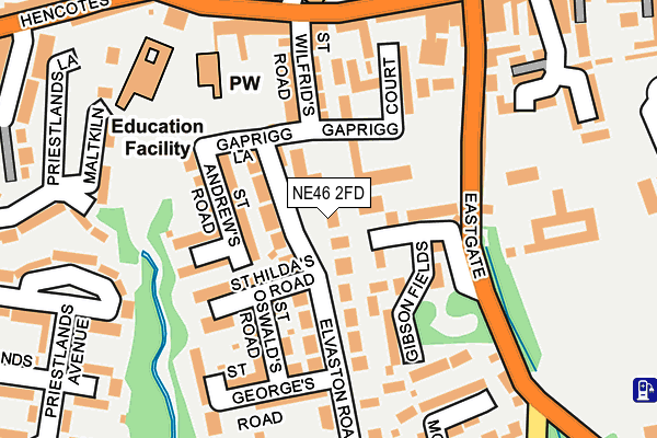 NE46 2FD map - OS OpenMap – Local (Ordnance Survey)