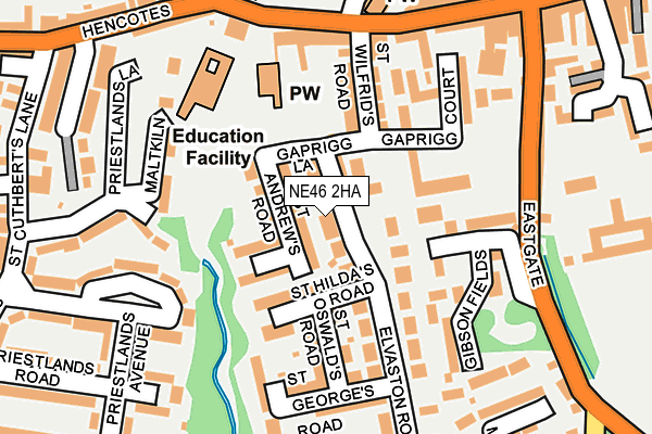 NE46 2HA map - OS OpenMap – Local (Ordnance Survey)