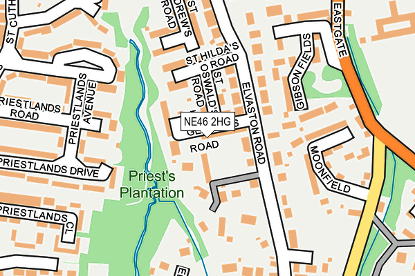 NE46 2HG map - OS OpenMap – Local (Ordnance Survey)