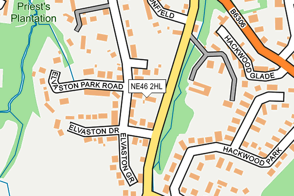 NE46 2HL map - OS OpenMap – Local (Ordnance Survey)