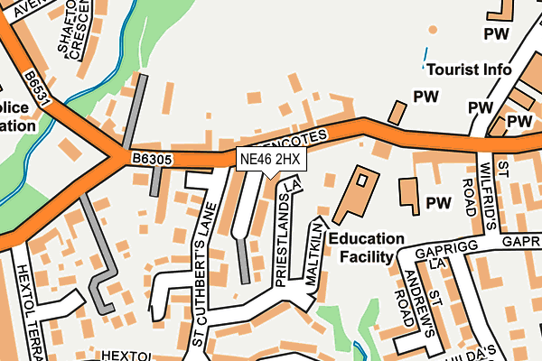 NE46 2HX map - OS OpenMap – Local (Ordnance Survey)