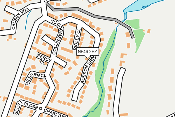 NE46 2HZ map - OS OpenMap – Local (Ordnance Survey)