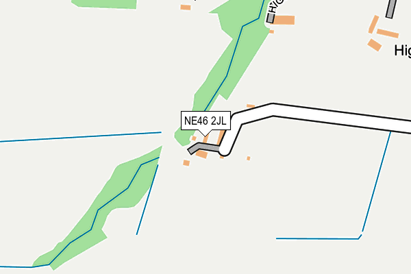 NE46 2JL map - OS OpenMap – Local (Ordnance Survey)