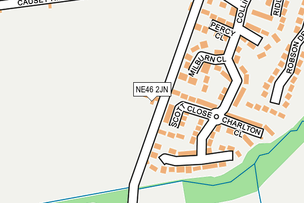 NE46 2JN map - OS OpenMap – Local (Ordnance Survey)