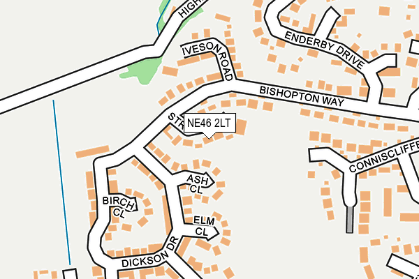 NE46 2LT map - OS OpenMap – Local (Ordnance Survey)