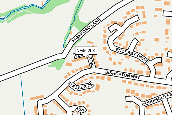 NE46 2LX map - OS OpenMap – Local (Ordnance Survey)