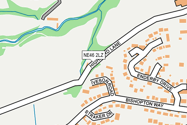 NE46 2LZ map - OS OpenMap – Local (Ordnance Survey)