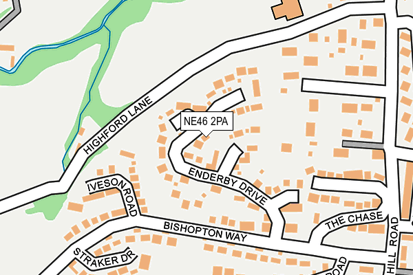 NE46 2PA map - OS OpenMap – Local (Ordnance Survey)