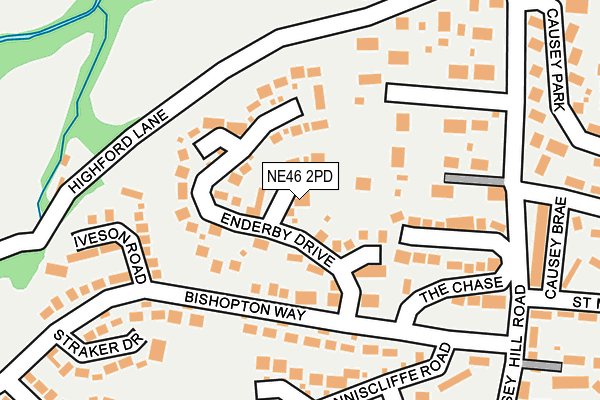 NE46 2PD map - OS OpenMap – Local (Ordnance Survey)
