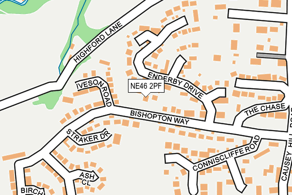 NE46 2PF map - OS OpenMap – Local (Ordnance Survey)