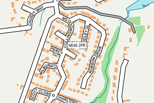 NE46 2PR map - OS OpenMap – Local (Ordnance Survey)