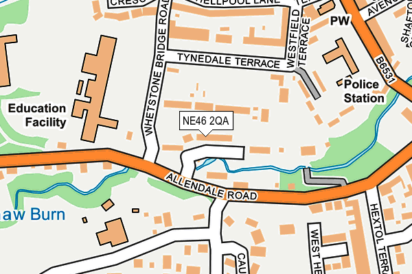 NE46 2QA map - OS OpenMap – Local (Ordnance Survey)