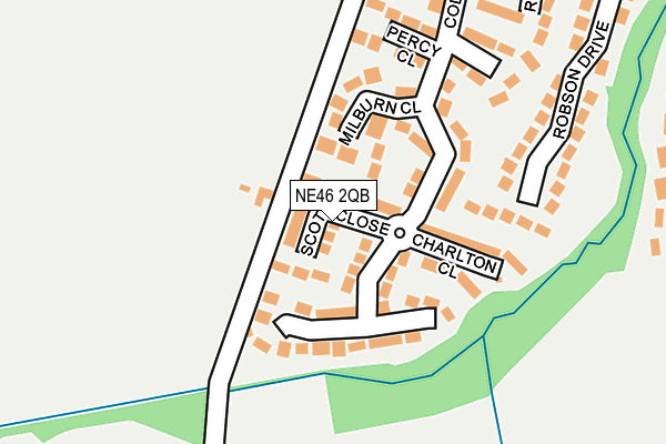 NE46 2QB map - OS OpenMap – Local (Ordnance Survey)