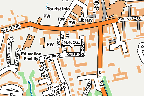 NE46 2QE map - OS OpenMap – Local (Ordnance Survey)