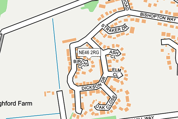 NE46 2RG map - OS OpenMap – Local (Ordnance Survey)