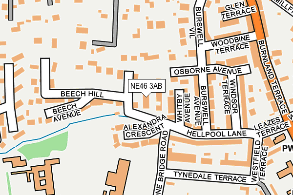 NE46 3AB map - OS OpenMap – Local (Ordnance Survey)
