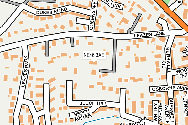 NE46 3AE map - OS OpenMap – Local (Ordnance Survey)