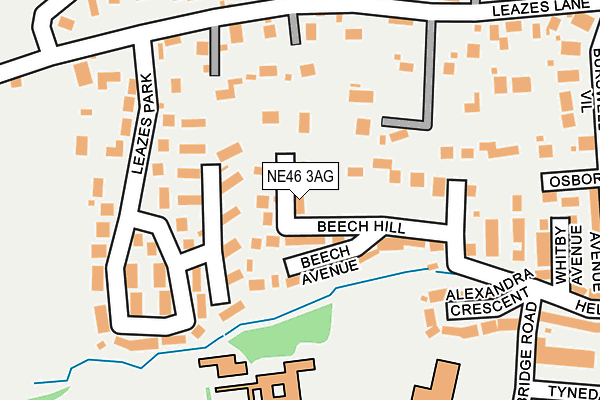 NE46 3AG map - OS OpenMap – Local (Ordnance Survey)