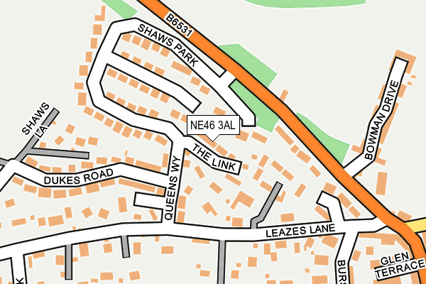 NE46 3AL map - OS OpenMap – Local (Ordnance Survey)
