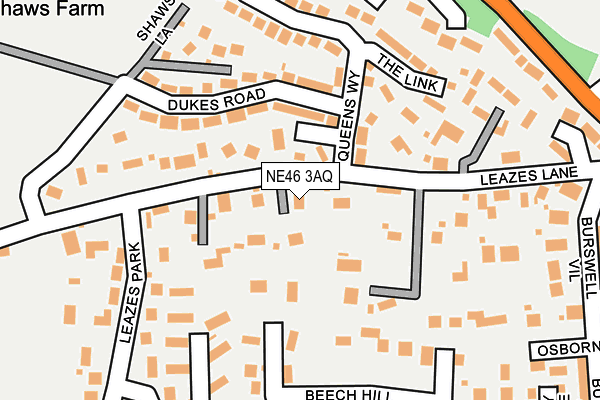 NE46 3AQ map - OS OpenMap – Local (Ordnance Survey)