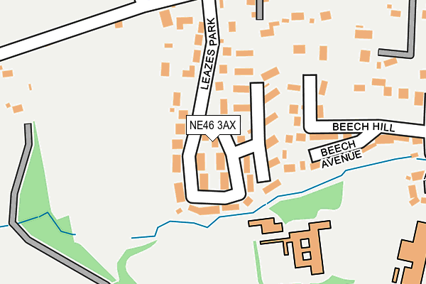 NE46 3AX map - OS OpenMap – Local (Ordnance Survey)