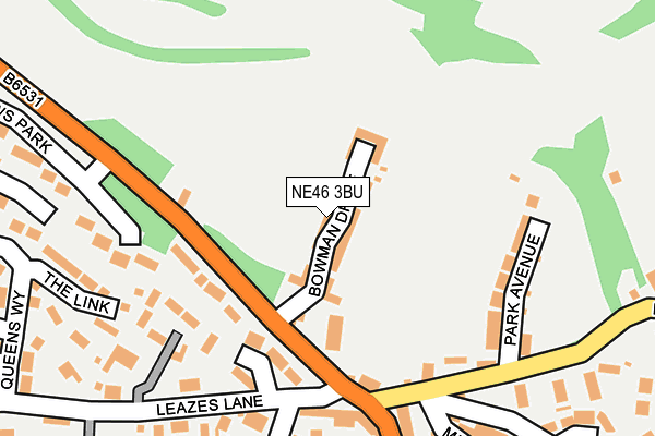 NE46 3BU map - OS OpenMap – Local (Ordnance Survey)