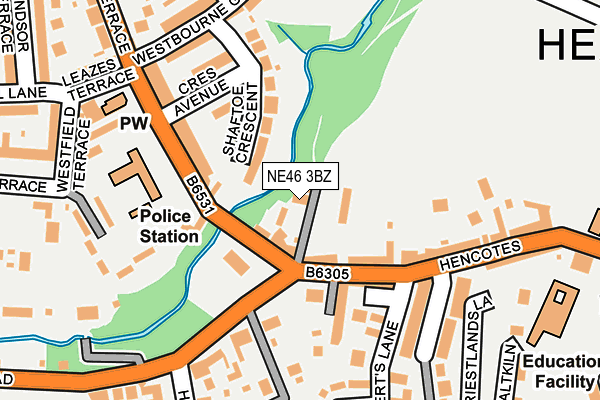 NE46 3BZ map - OS OpenMap – Local (Ordnance Survey)