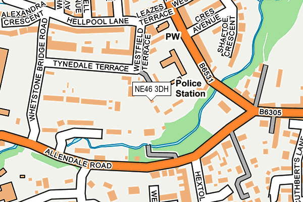 NE46 3DH map - OS OpenMap – Local (Ordnance Survey)