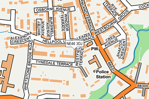 NE46 3DJ map - OS OpenMap – Local (Ordnance Survey)