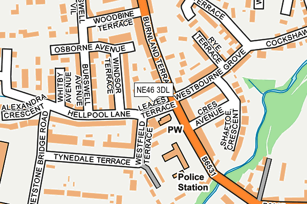 NE46 3DL map - OS OpenMap – Local (Ordnance Survey)