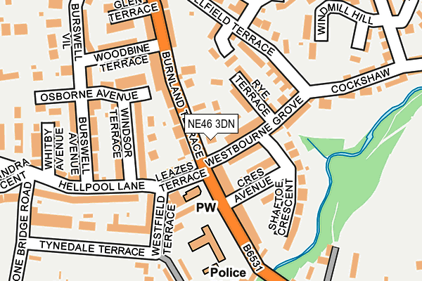 NE46 3DN map - OS OpenMap – Local (Ordnance Survey)