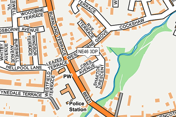 NE46 3DP map - OS OpenMap – Local (Ordnance Survey)