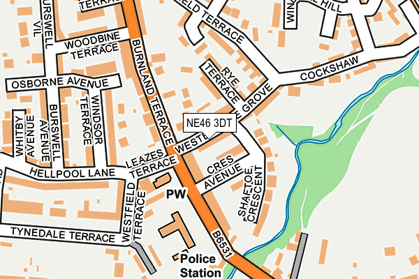 NE46 3DT map - OS OpenMap – Local (Ordnance Survey)