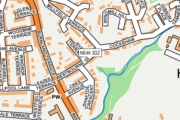 NE46 3DZ map - OS OpenMap – Local (Ordnance Survey)