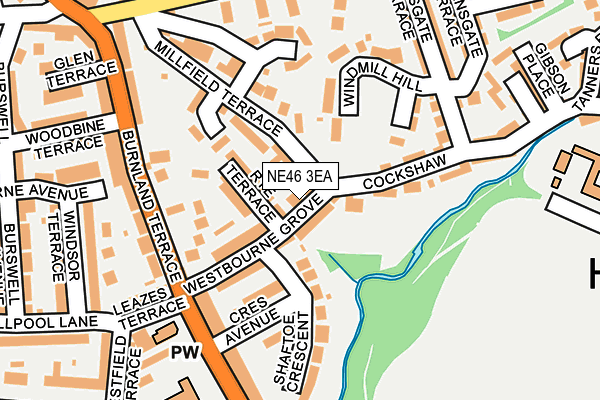 NE46 3EA map - OS OpenMap – Local (Ordnance Survey)