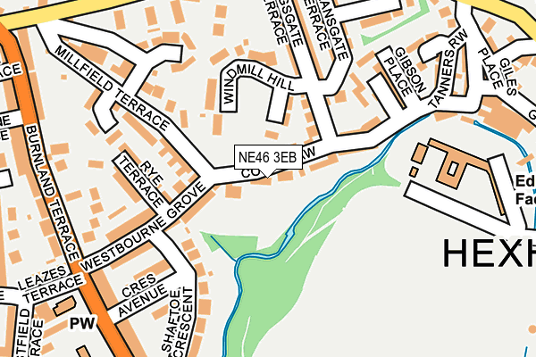 NE46 3EB map - OS OpenMap – Local (Ordnance Survey)
